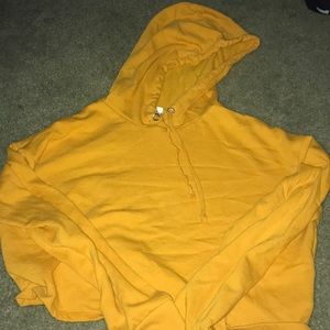 mustard yellow cropped h&m hoodie